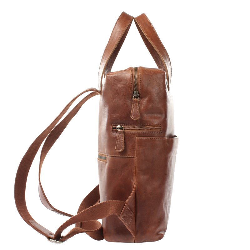 Leconi Rucksack Lederrucksack Freizeitrucksack Damen Herren Leder braun LE1023 Letzte 2 Tage