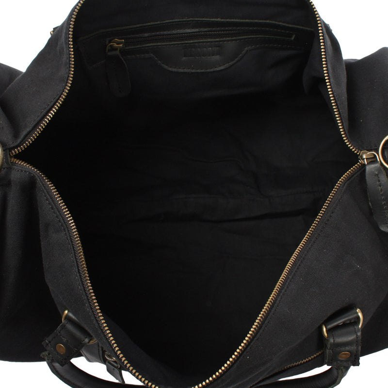 Leconi Weekender Reisetasche Sporttasche vintage Leder Canvas schwarz LE2004 Letzter Tag