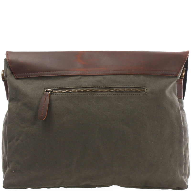 Leconi Messenger Bag Kuriertasche DIN A4 Leder Canvas grün LE3032 Zeitbegrenzte Promotion