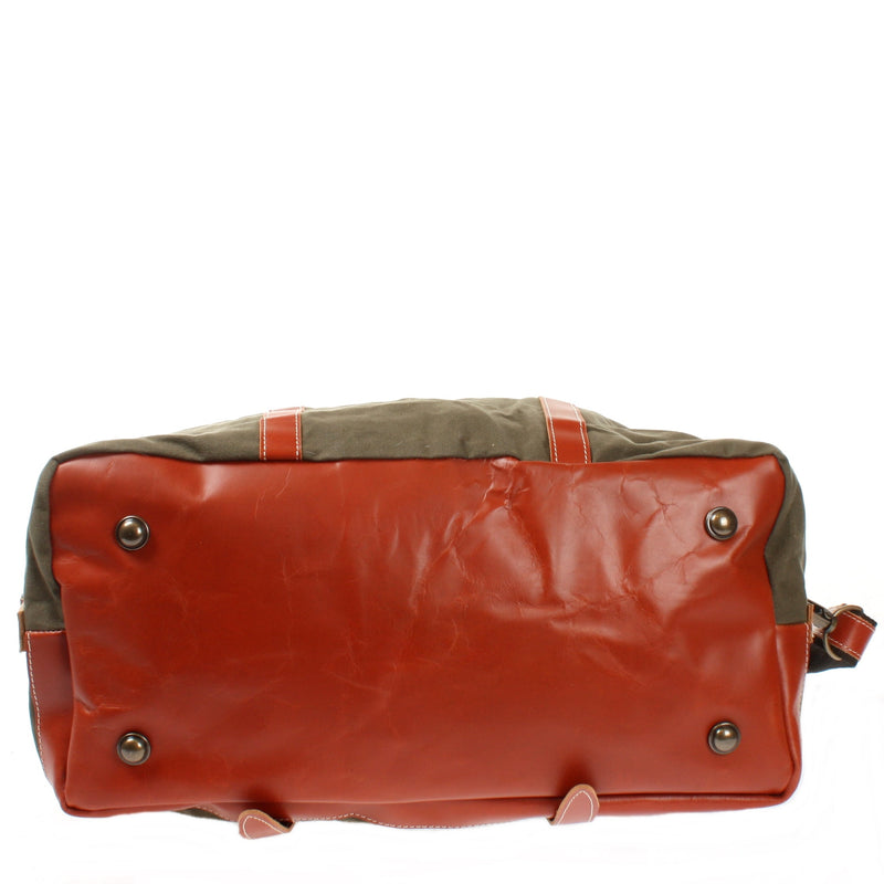 Leconi Reisetasche Weekender Handgepäck Leder Canvas grün LE2010 Bis zu 60% Rabatt