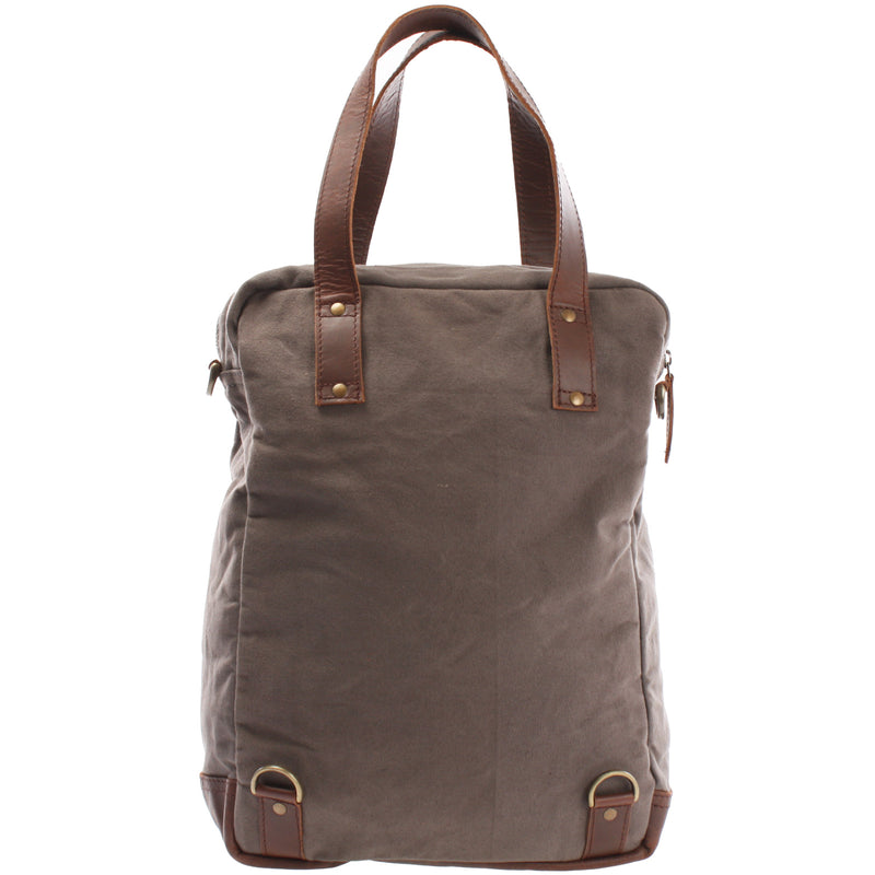 Leconi Rucksack Umhängetasche Damen Herren Leder Canvas grau LE1014 Bis zu 65% Rabatt
