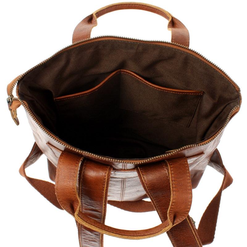 Leconi Rucksack Lederrucksack Freizeitrucksack Damen Herren Leder braun LE1031 Nur für heute