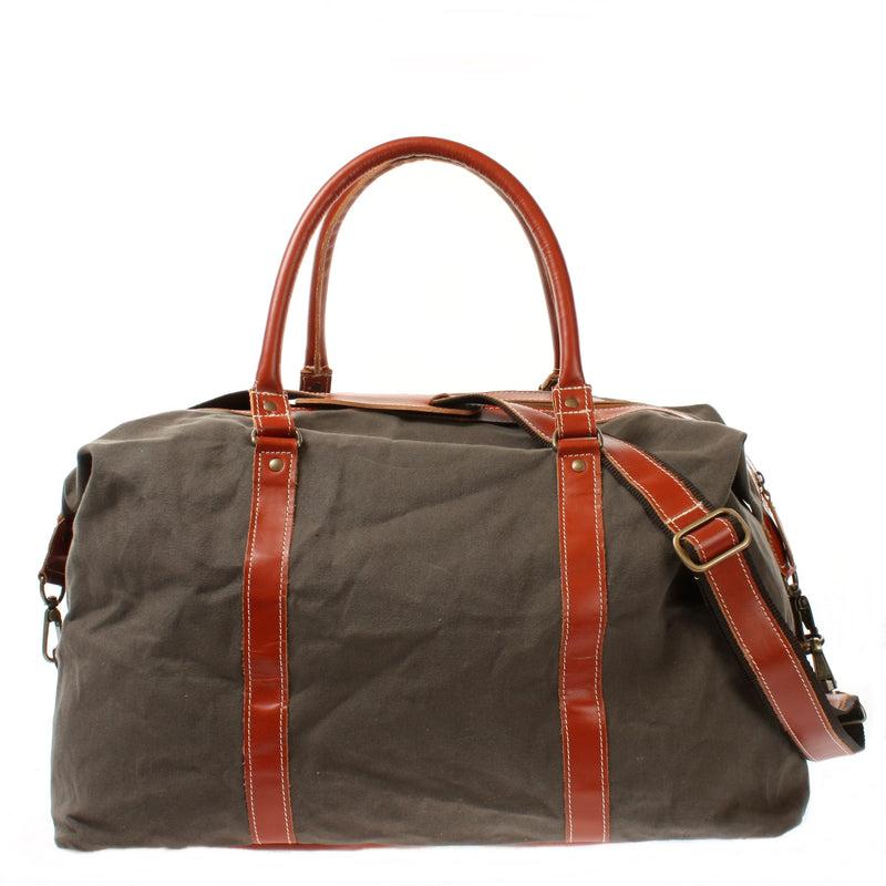 Leconi Reisetasche Weekender Handgepäck Leder Canvas grau LE2010 Sonderangebot der Fabrik
