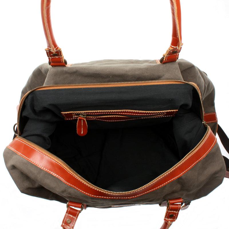 Leconi Reisetasche Weekender Handgepäck Leder Canvas grau LE2010 Sonderangebot der Fabrik