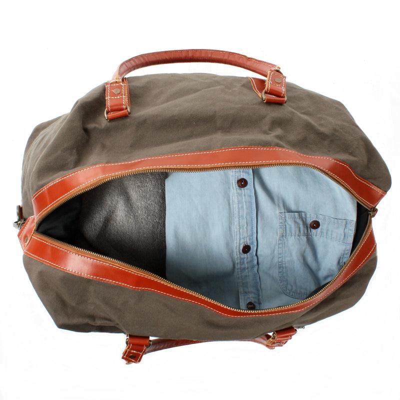 Leconi Reisetasche Weekender Handgepäck Leder Canvas grau LE2010 Sonderangebot der Fabrik