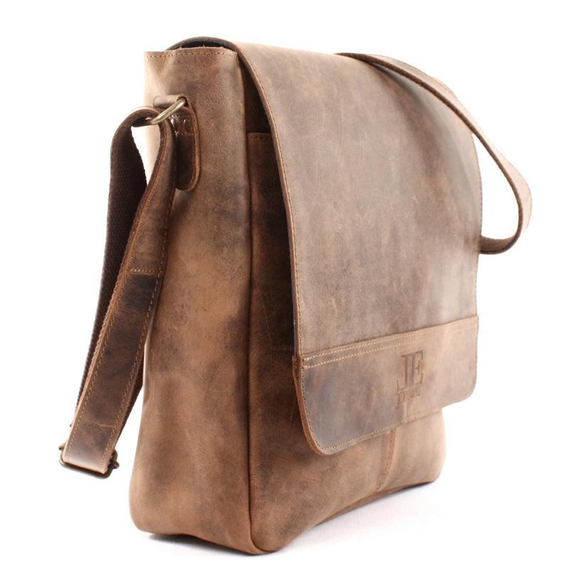 Leconi Umhängetasche Schultertasche Messenger Bag Kuriertasche Businesstasche Leder vintage braun LE3063 Vierteljährliche Förderung