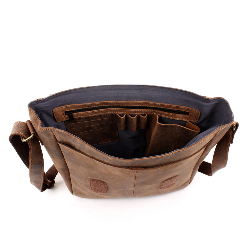 Leconi Umhängetasche Schultertasche Messenger Bag Kuriertasche Businesstasche Leder vintage braun LE3063 Vierteljährliche Förderung