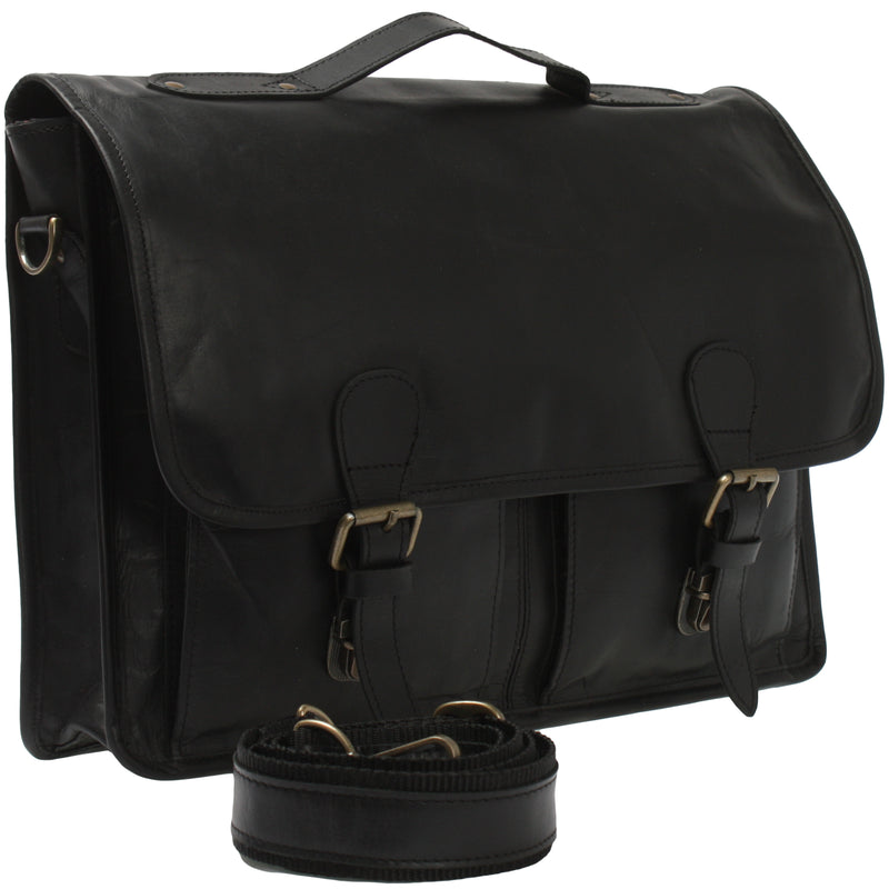 Leconi Aktentasche Businesstasche Messenger Bag Vintage Leder schwarz LE3009 Bis zu 55% Rabatt