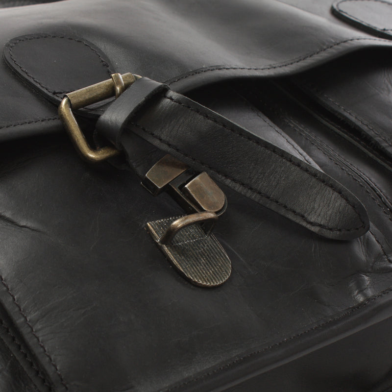 Leconi Aktentasche Businesstasche Messenger Bag Vintage Leder schwarz LE3009 Bis zu 55% Rabatt