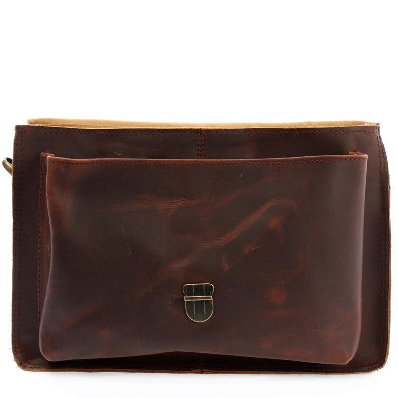 Leconi kleine Umhängetasche Schultertasche Damen Herren Leder braun LE3023 Discount Store für neue Produkte