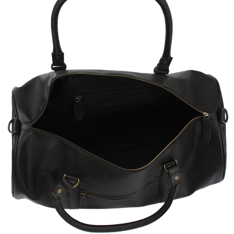 Leconi Weekender Reisetasche Sporttasche vintage Leder schwarz LE2004 Nur noch ein Tag übrig
