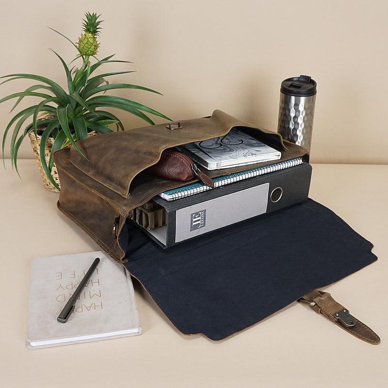 Leconi Aktentasche Businesstasche Messenger Bag Vintage Leder schlamm LE3008 Super Rabatt
