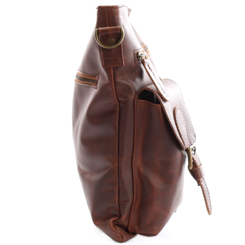 Leconi Umhängetasche Schultertasche Ledertasche Leder braun LE3084 50% Rabatt mit kostenlosem Versand