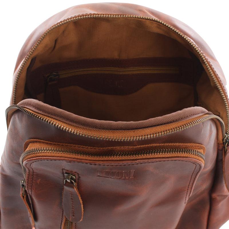 Leconi kleiner Rucksack Freizeitrucksack Lederrucksack Leder braun LE1011 Clearance-Verkauf
