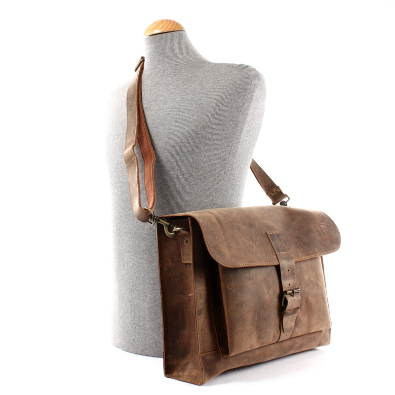 Leconi Messenger Bag Aktentasche Damen Herren Leder vintage braun LE3054 Kostenloser Versand international