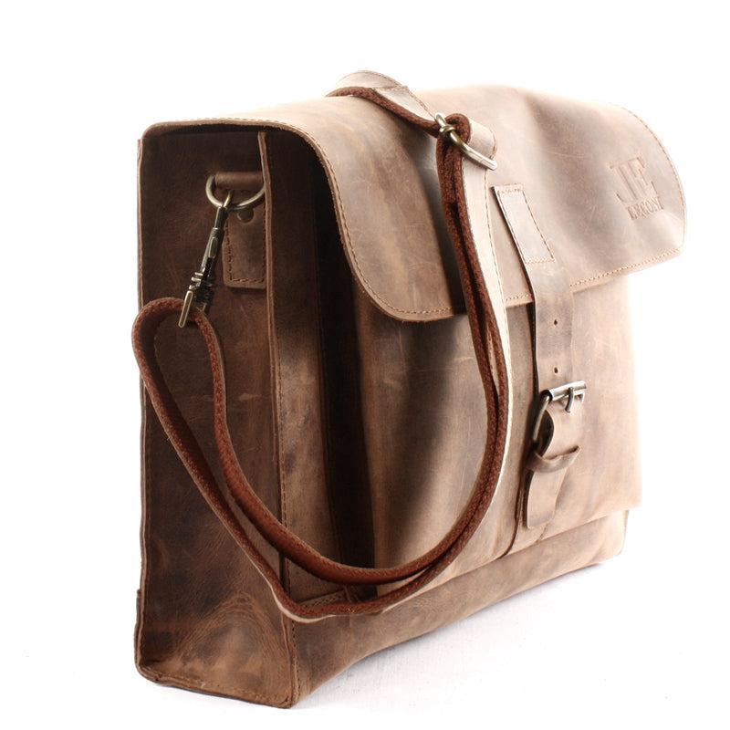 Leconi Messenger Bag Aktentasche Damen Herren Leder vintage braun LE3054 Kostenloser Versand international