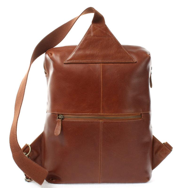 Leconi Crossbag Bodybag Lederrucksack Freizeit Rucksack Damen Herren Leder braun LE1029 Fabrikladen