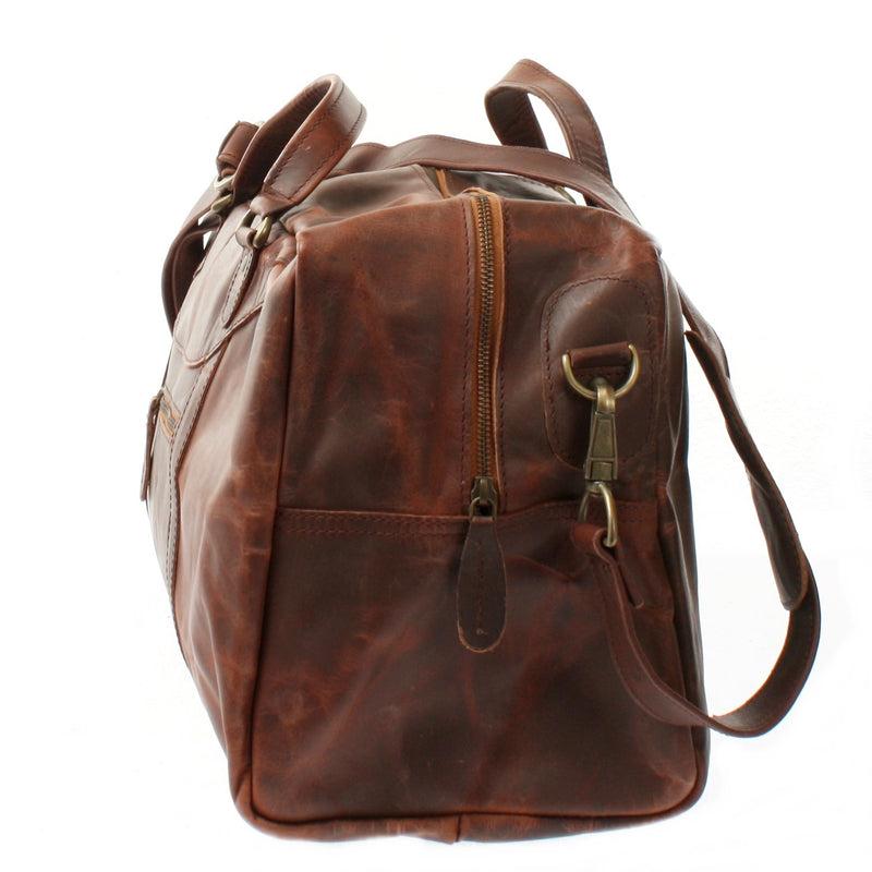 Leconi kleine Reisetasche Weekender Handgepäck Leder braun LE2009 Speichern exportieren