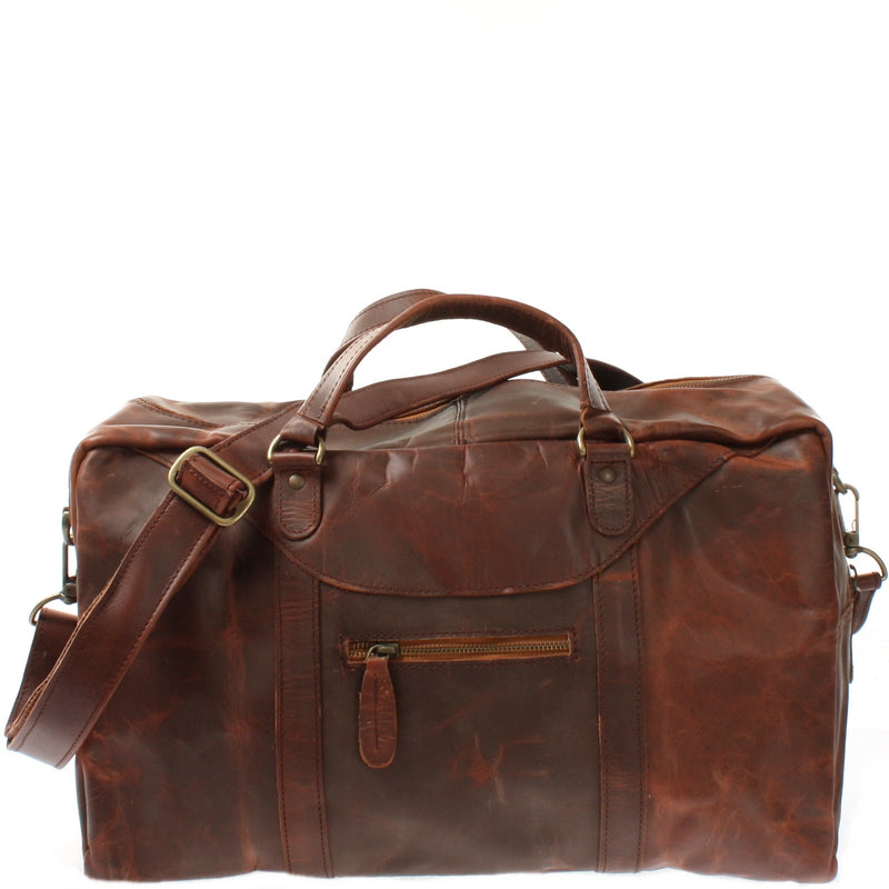 Leconi kleine Reisetasche Weekender Handgepäck Leder braun LE2009 Speichern exportieren