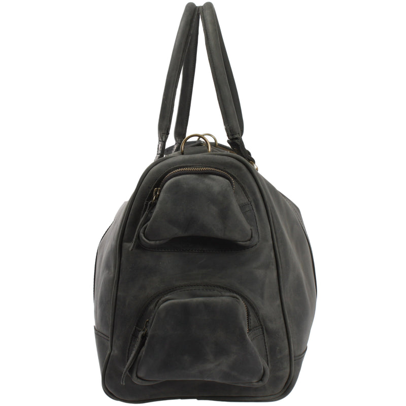 Leconi Reisetasche Weekender Sporttasche Ledertasche Damen Herren Leder grau LE2017 Black Friday Preise