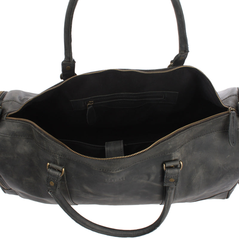 Leconi Reisetasche Weekender Sporttasche Ledertasche Damen Herren Leder grau LE2017 Black Friday Preise