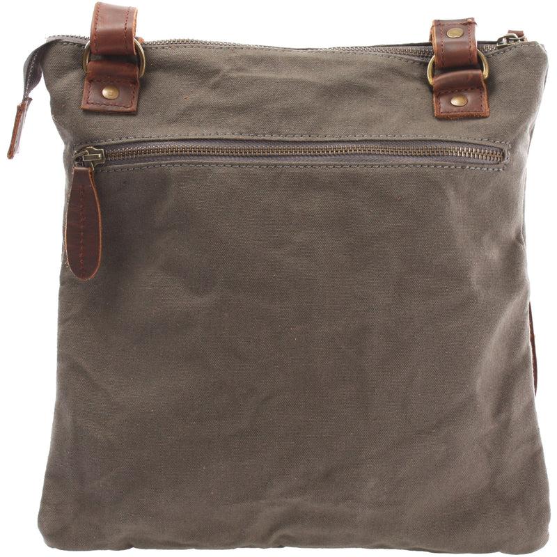 Leconi Umhängetasche Schultertasche Damen Herren Used Look Leder Canvas grau LE3011 Im Verkauf