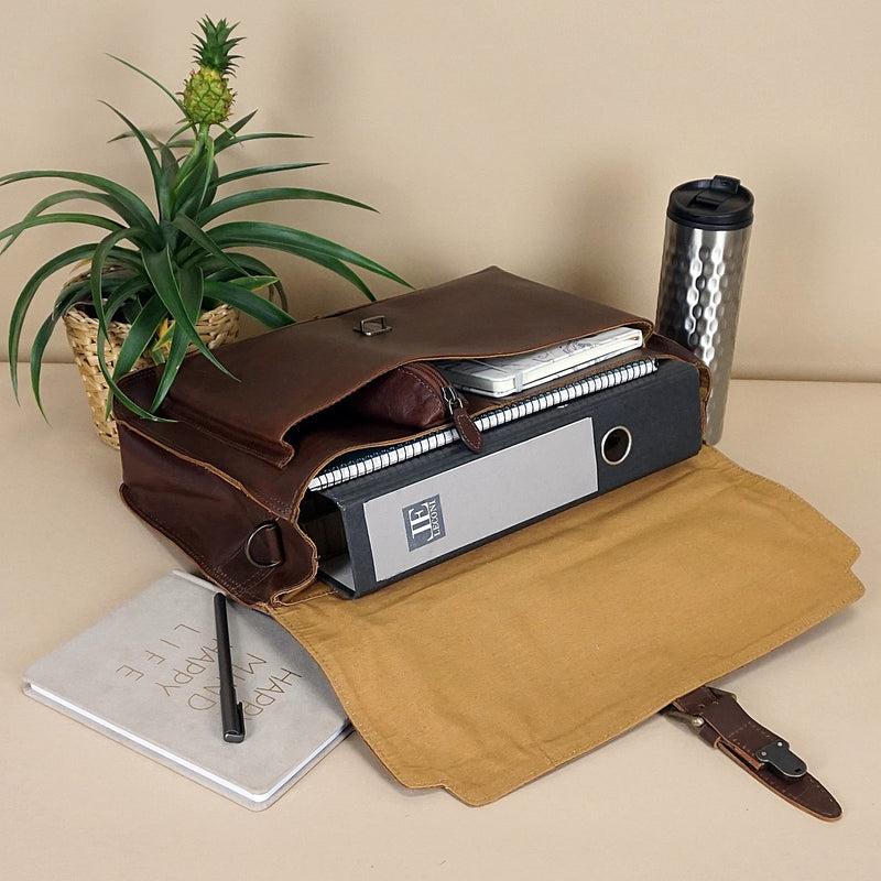 Leconi Aktentasche Businesstasche Messenger Bag Vintage Leder braun LE3008 50% Rabatt für begrenzte Zeit