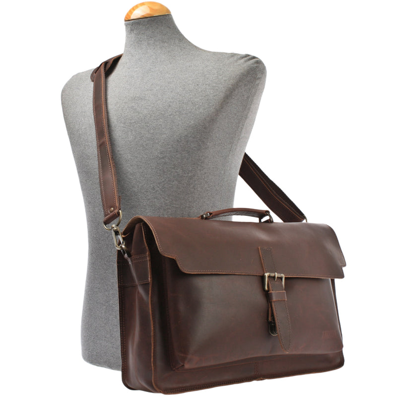 Leconi Aktentasche Businesstasche Messenger Bag Vintage Leder braun LE3008 50% Rabatt für begrenzte Zeit