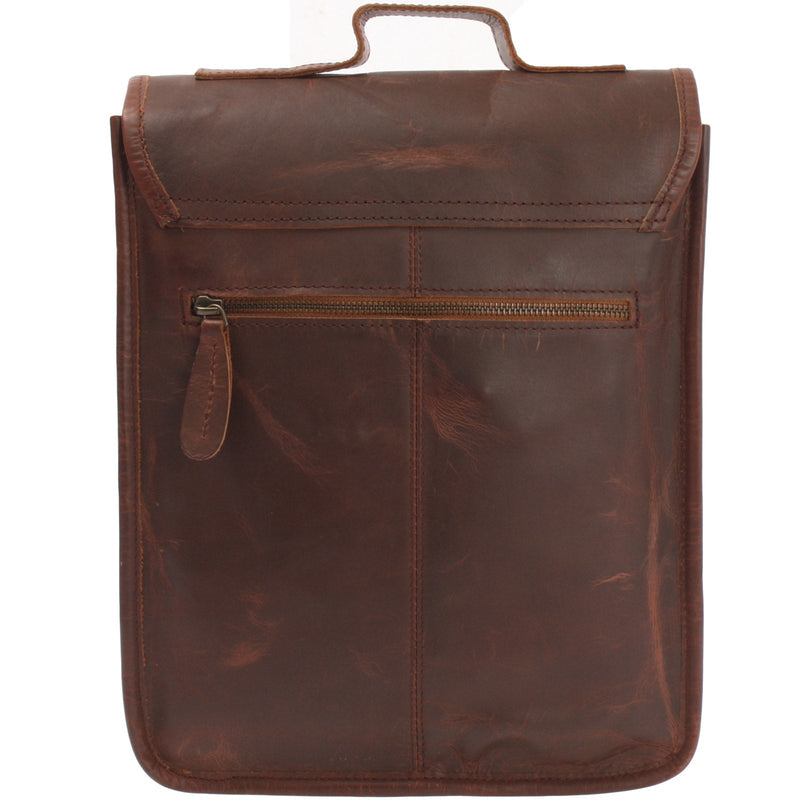 Leconi B-Ware Umhängetasche Freizeittasche Herren Damen Hochformat Leder braun LE3052 2025