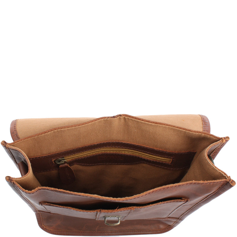 Leconi B-Ware Umhängetasche Freizeittasche Herren Damen Hochformat Leder braun LE3052 2025
