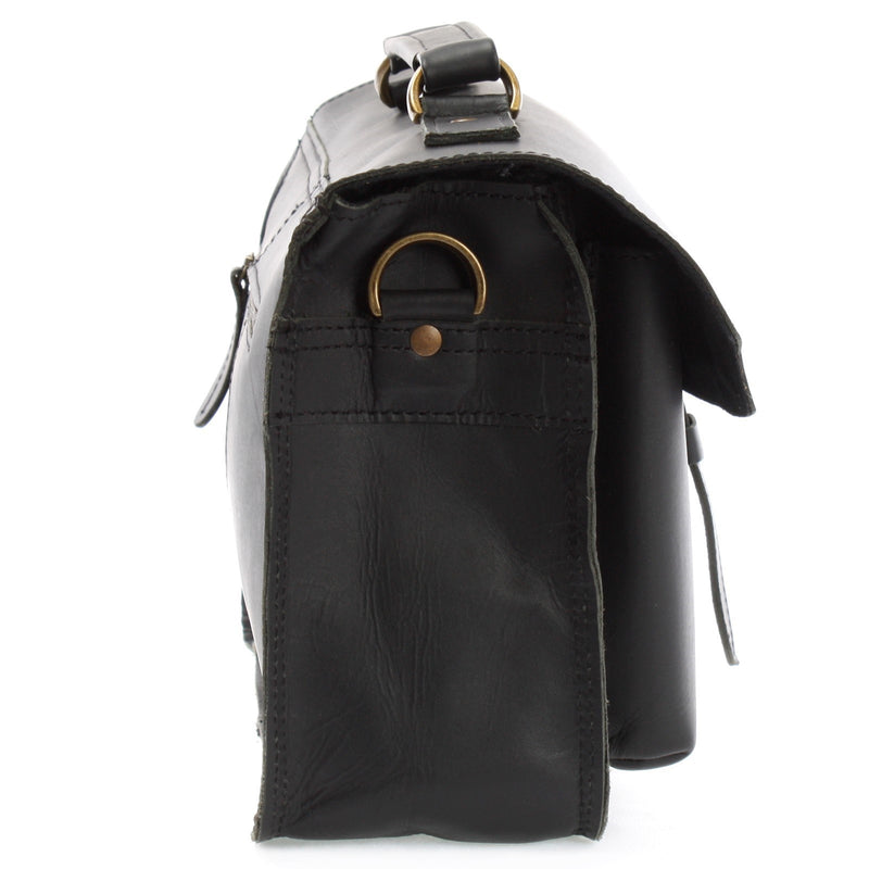 Leconi kleine Arbeitstasche Ledertasche Umhängetasche Leder schwarz LE3023 Online