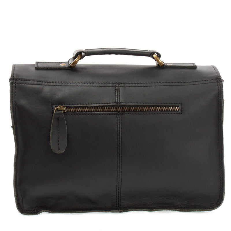Leconi kleine Arbeitstasche Ledertasche Umhängetasche Leder schwarz LE3023 Online