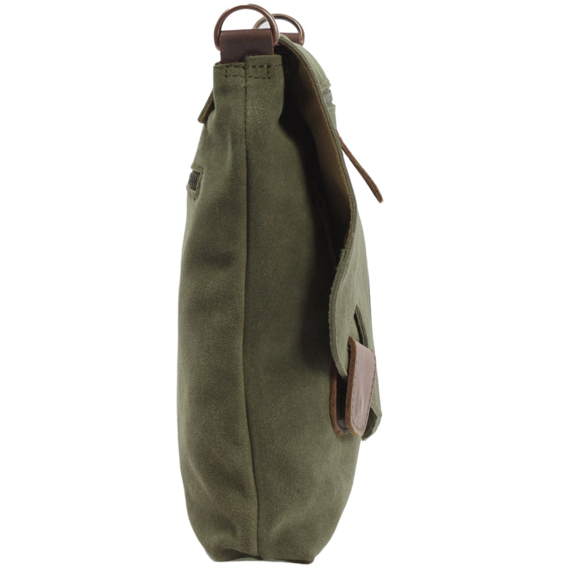 Leconi Umhängetasche Ledertasche Damen Schultertasche Wildleder grün LE3027 Verkauf