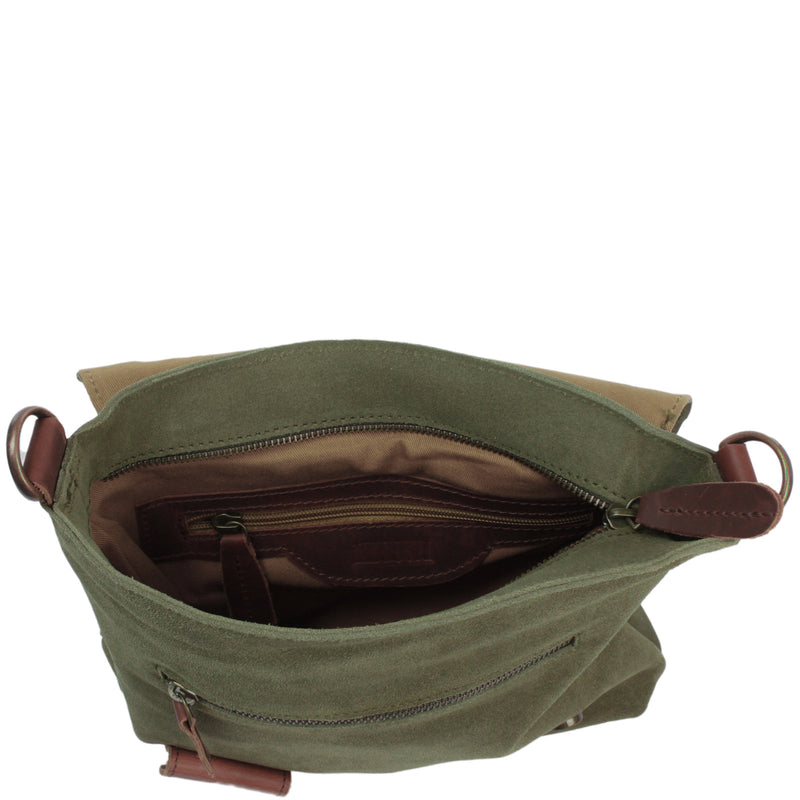 Leconi Umhängetasche Ledertasche Damen Schultertasche Wildleder grün LE3027 Verkauf