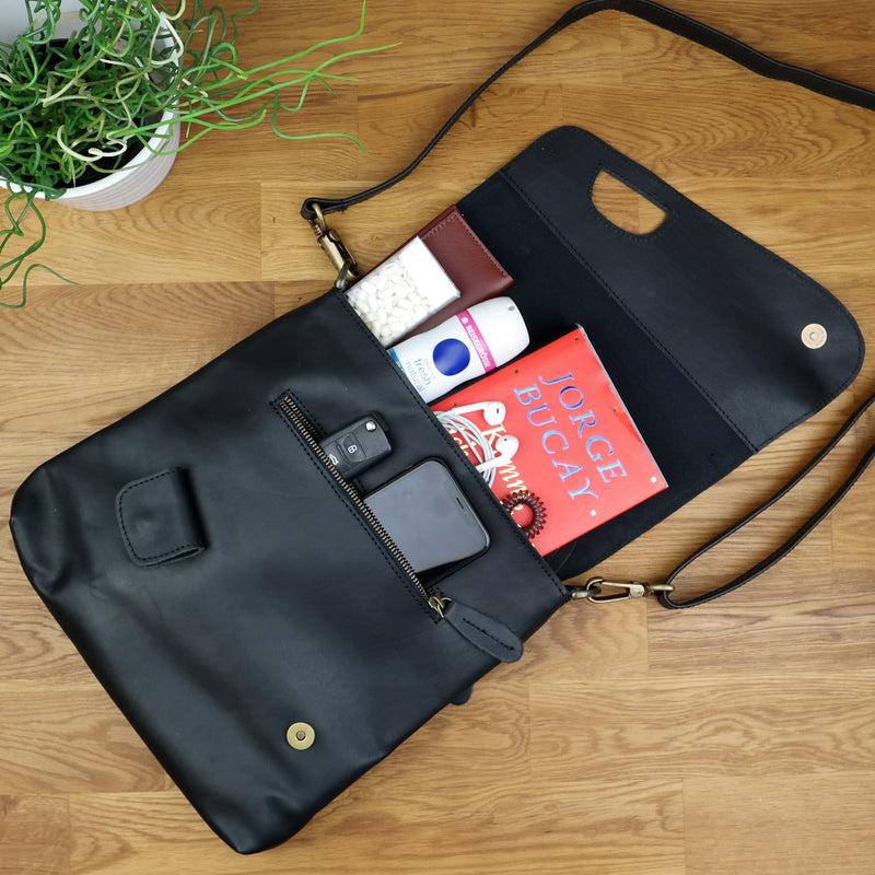 Leconi Umhängetasche Ledertasche Schultertasche Leder schwarz LE3027 Angebote