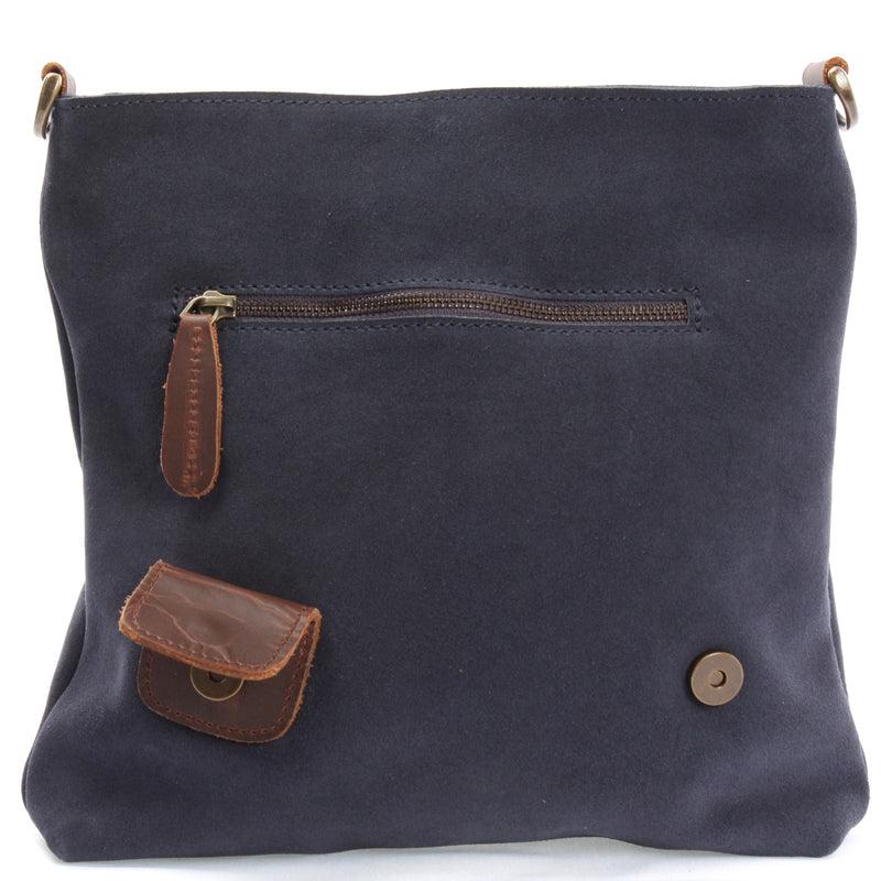 Leconi Umhängetasche Damentasche Wildleder Leder indigo blau LE3027 im Angebot