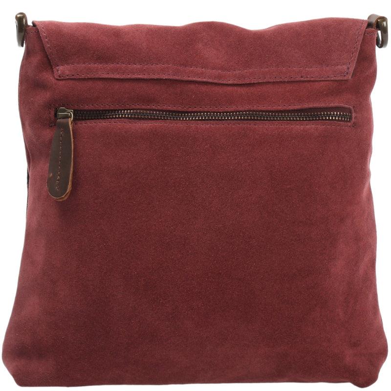 Leconi Umhängetasche Ledertasche Damen Schultertasche Wildleder bordeaux LE3027 Schlussverkauf