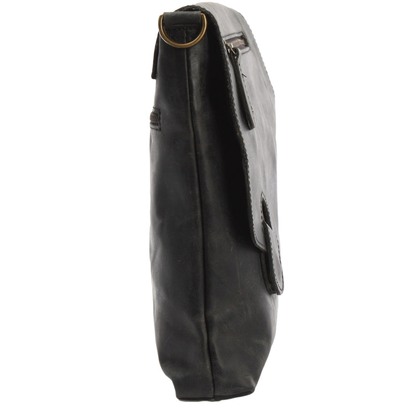 Leconi Umhängetasche Ledertasche Schultertasche Leder grau LE3027 Fabrikverkauf