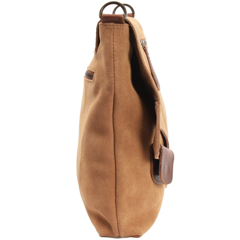 Leconi Umhängetasche Ledertasche Damen Schultertasche Wildleder cognac LE3027 Blitzverkäufe