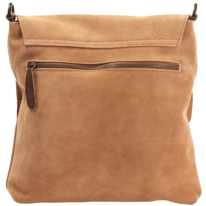 Leconi Umhängetasche Ledertasche Damen Schultertasche Wildleder cognac LE3027 Blitzverkäufe
