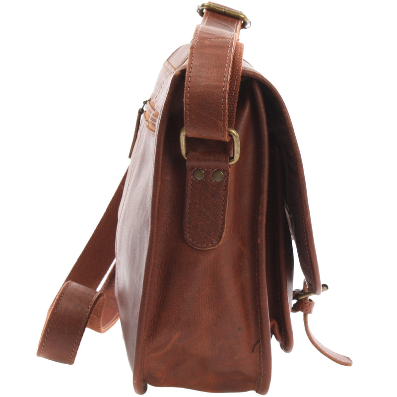 Leconi Umhängetasche Schultertasche Freizeittasche Büffelleder braun LE3085 Fabrik Onlineshop