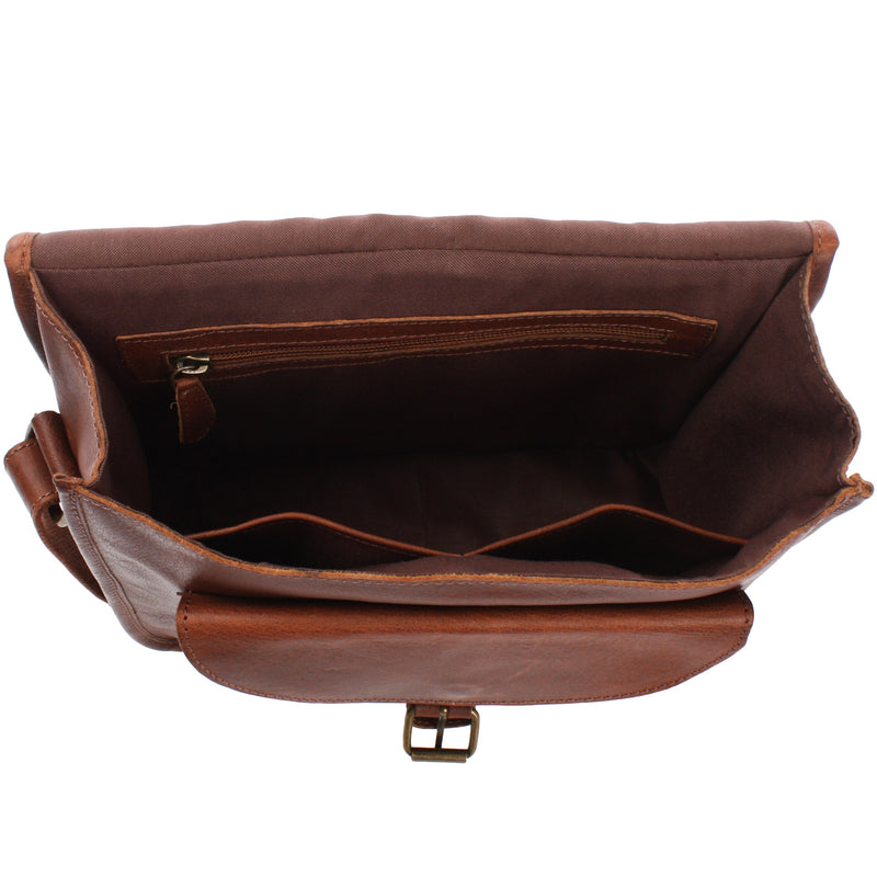 Leconi Umhängetasche Schultertasche Freizeittasche Büffelleder braun LE3085 Fabrik Onlineshop
