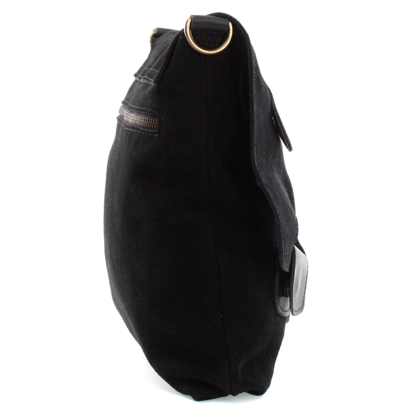 Leconi Umhängetasche Schultertasche Veloursleder schwarz LE3027 Günstig kaufen