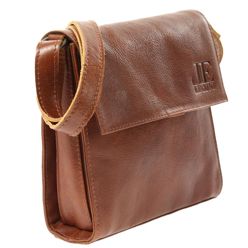 Leconi kleine Schultertasche Umhängetasche Damentasche Leder braun LE3082 Großer Ausverkauf
