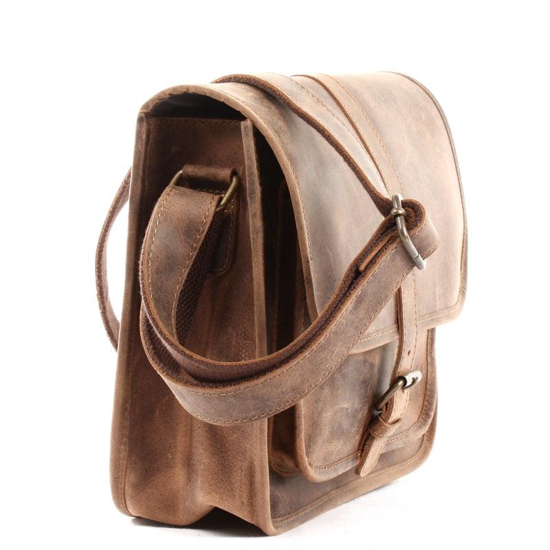 Leconi Umhängetasche Schultertasche Freizeittasche Büffelleder vintage braun LE3062 Flash Sale