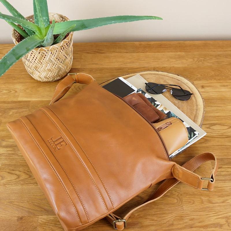 Leconi Umhängetasche Ledertasche Damentasche Leder cognac LE0064 Begrenztes Angebot
