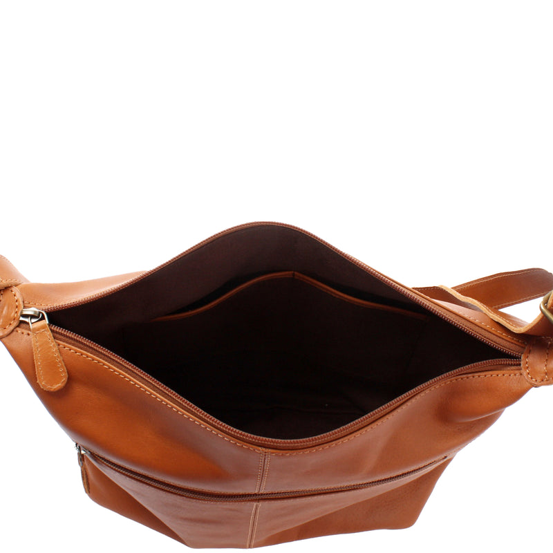 Leconi Umhängetasche Ledertasche Damentasche Leder cognac LE0064 Begrenztes Angebot