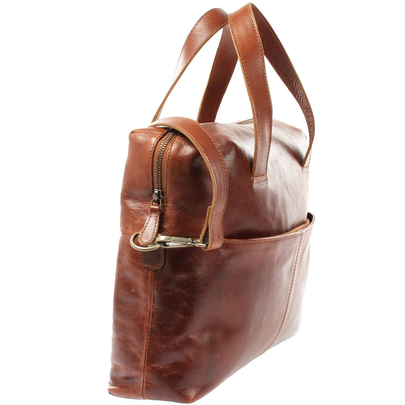 Leconi Schultertasche Henkeltasche Shopper Handtasche Damen Leder braun LE0059 Online Shopping