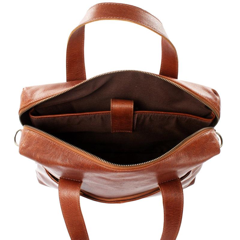 Leconi Schultertasche Henkeltasche Shopper Handtasche Damen Leder braun LE0059 Online Shopping