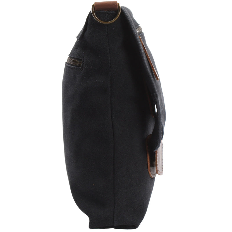 Leconi Umhängetasche Ledertasche Damen Schultertasche Wildleder anthrazit LE3027 Exklusivangebot